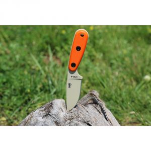 ESEE Izula Desert Tan Fixed Blade Knife w/ Orange G10 Handles and Molded Polymer Sheath